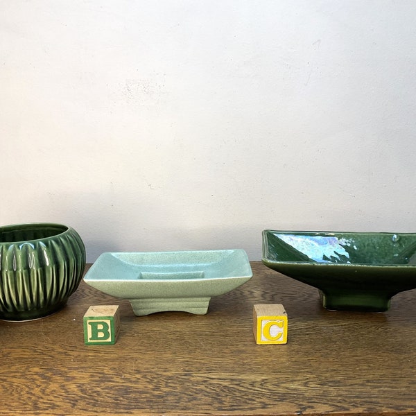 Vintage Green Mid Century Planters - Your Choice - McCoy - UPCO - USA- Mid Century Modern Planters - Art Pottery - Sold Separately
