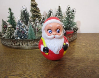 Juguete vintage de Papá Noel con sonajero Roly Poly - Kiddie Products Inc - Sonajero de Papá Noel - Decoración navideña vintage - Juguete navideño