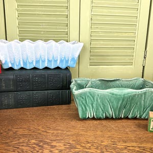 Vintage McCoy Rectangular Planters - Your Choice - Aqua or Green - Succulent Planters - McCoy Planter - Signed