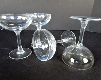 Copas de champán modernas de mediados de siglo - Juego de 4 - Copas de champán/cóctel de cristal de los años 50 - Decoración de bodas