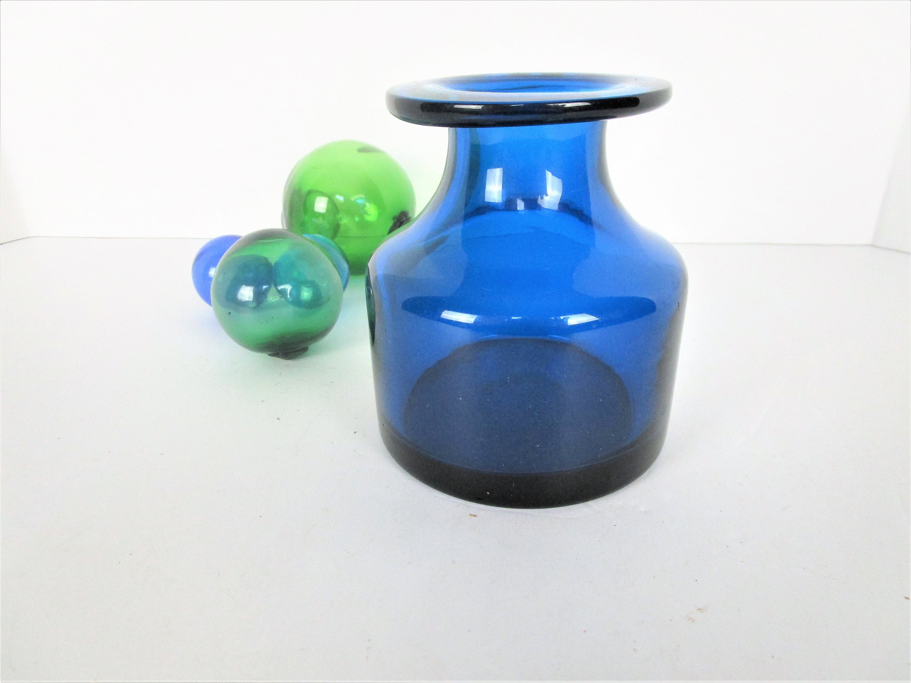 Vibrant Blue Art Glass Bottle/vase Mid Century Modern Art Etsy