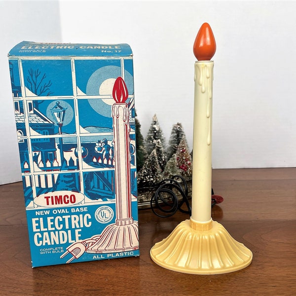 Retro Electric Candolier In Original Box with Bulb - Vintage Timco Electric Christmas Candle in Original Box - Oval Base