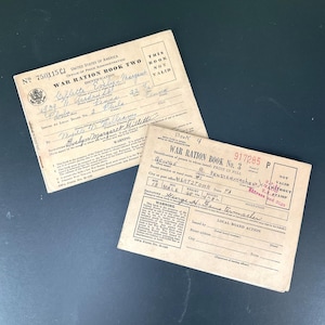 Old Original World War II Ration Books - Ration Book 2 (Cover Only) - Ration Book 3 with Stamps - World War 2 Paper Ephemera - Collectible