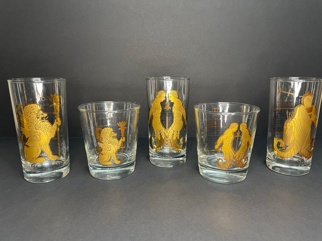 Vintage Anchor Hocking 22K Zodiac Tumbler/highball or Double Etsy