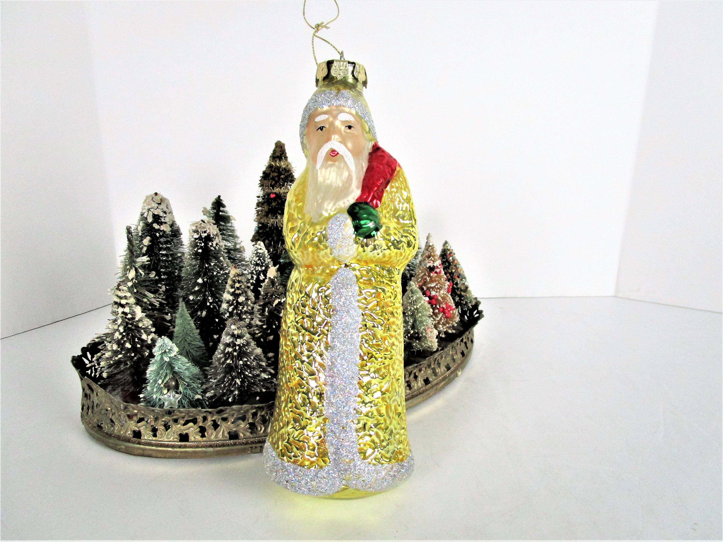 Vintage Large Blown Glass Santa Ornament 9 Old World - Etsy