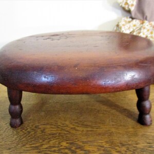 Antique Mahogany Footstool Oval Step Stool Solid Wood Primitive Distressed Rustic Farmhouse Decor Cabin Decor image 3