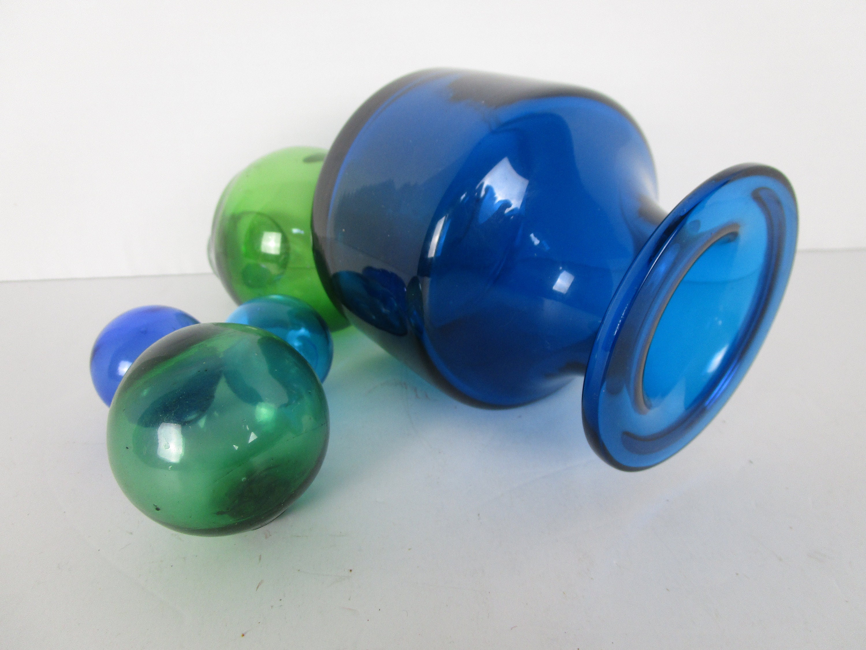 Vibrant Blue Art Glass Bottle/vase Mid Century Modern Art Etsy