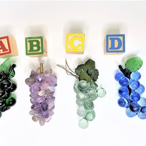 Mid Century Small Lucite Grape Cluster - Your Choice - Smooth Green, Blue, or Faceted Green Lucite, or Amethyst Stone - Retro  Grape Bunch