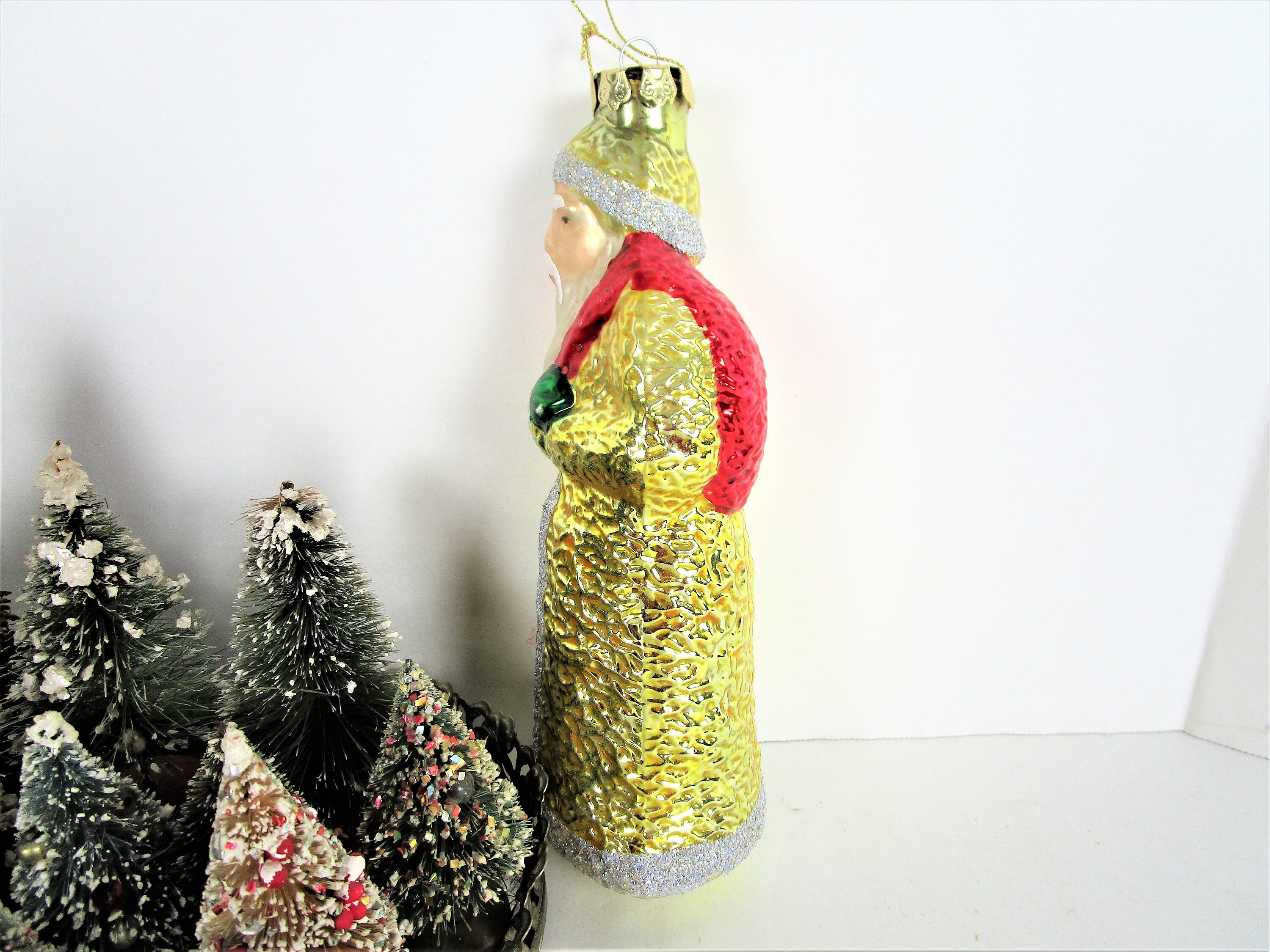 Vintage Large Blown Glass Santa Ornament 9 Old World - Etsy