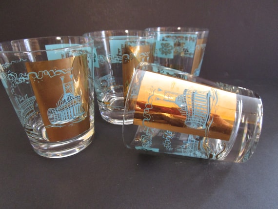 Vintage Libbey Southern Comfort Steamboat Double Etsy