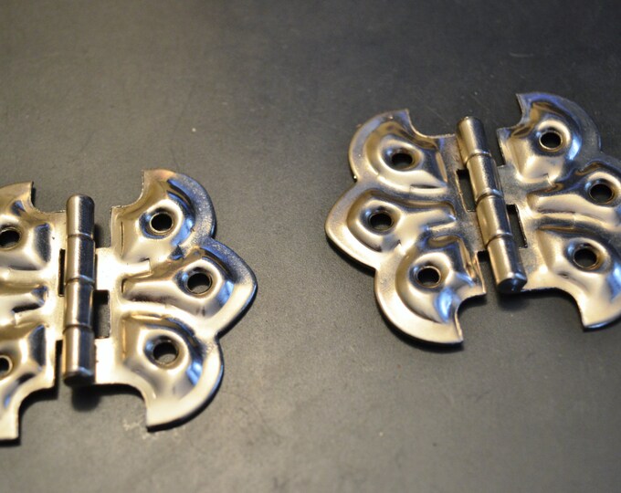 Vintage Nickel Plated Butterfly Hinges Vintage Hinges Set of 2