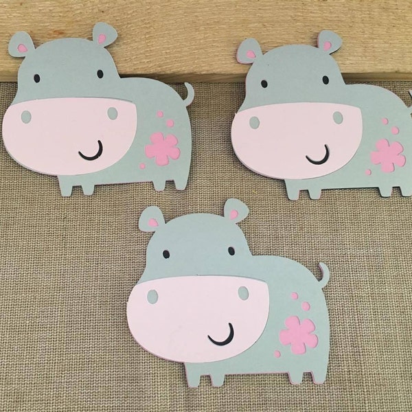 Hippo Die Cut Set of 3, Hippopotamus Die Cuts