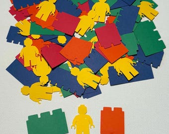 125 Piece Brick Building Confetti, Brick Building Birthday, Brick Party, Birthday Confetti