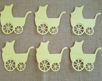 Baby Carriage Die Cut Set of 6, Baby Shower Carriage, Baby Girl, Baby Boy