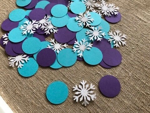 125 piece Frozen Inspired Confetti Girl Birthday Frozen birthday Confetti Snowflake Purple Confetti Blue Confetti Snowflake