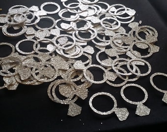 100 piece Silver Ring Confetti,Weddings, Parties, Bridal Shower, Bachelorette Party, Engagement Party