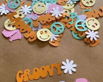 150 Piece Groovy Confetti, 2 Groovy Confetti, Groovy Party Confetti, Retro Confetti, Hippie Confetti