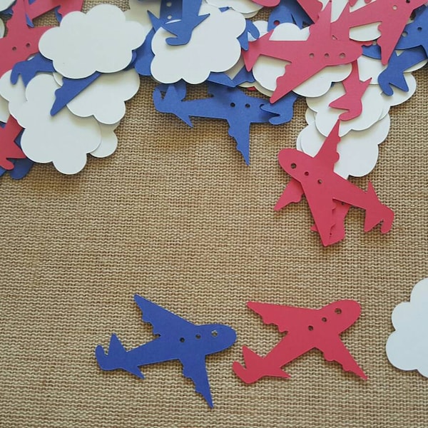 100 piece Airplane Confetti, Airplane Birthday, Airplane Baby Shower, Airplane Party Decor, Airplane and Cloud Confetti, Adventure Awaits