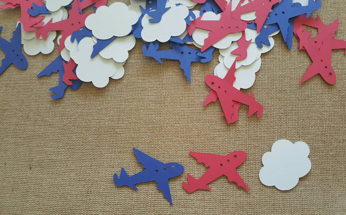100 piece Airplane Confetti Airplane Birthday Airplane Baby Shower Airplane Party Decor Airplane and Cloud Confetti Adventure