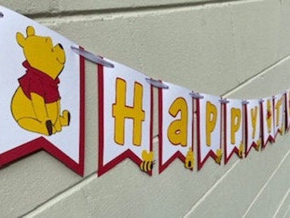 Winnie the Pooh Banner, Winnie the Pooh Party Decor, Winnie the Pooh Birthday, Winnie the Pooh baby shower, Pooh Banner, Birthday Banner Il_570xn