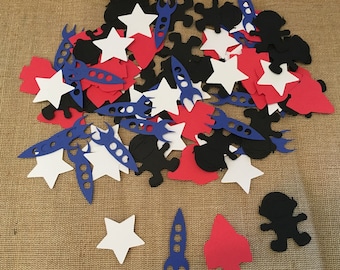Confeti de 100 piezas con temática espacial, fiesta temática espacial, confeti para fiesta espacial, confeti de otro mundo