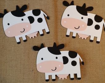 Cow die cut set of 3, Farm Birthday, Farm Die Cuts