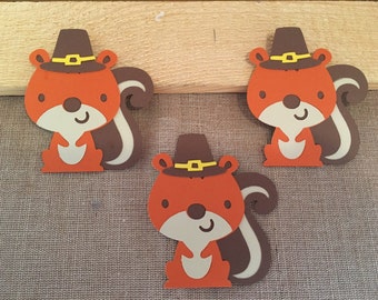 Pilgrim Squirrel Die Cut Set of 3, Thanksgiving die cut, Squirrel die cut
