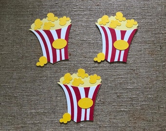 Popcorn Die Cut Set of 3, Movie Popcorn, Movie Theme Party, Movie Night, Circus Theme Party