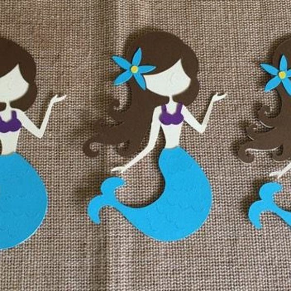 Mermaid Die Cut Set of 3, Mermaid Party, Under the Sea Party, Mermaid Decor