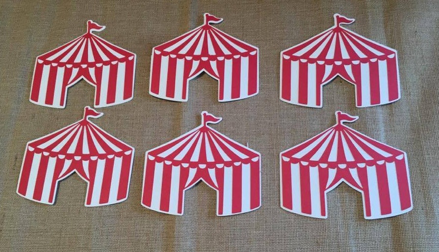 Circus Tent Die Cut Set of 6, Circus Party, Circus Tents, Circus theme party, Carnival Tents, Birthday Party, Carnival Birthday