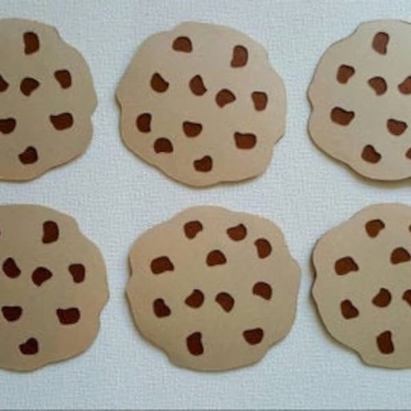 Cookie Die Cut Set of 6, Chocolate Chip cookie die cuts, cookie party