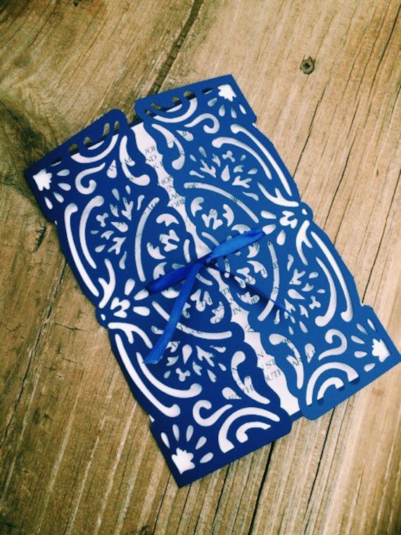 Elegant Wedding Invitation, Modern, Laser cut, Foiled, Gate-fold