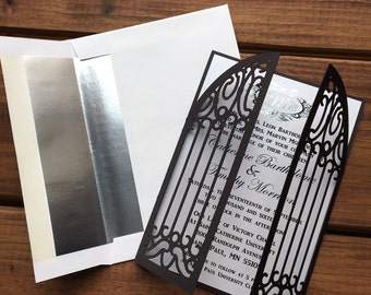 Gate Wedding Invitation: Black & Gold Sample