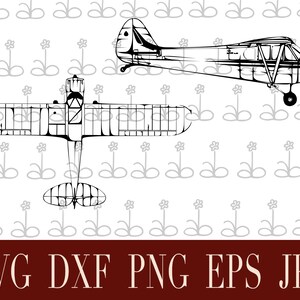 Könnte beinhalten: Eine Schwarzweiß-Zeichnung eines kleinen Flugzeugs, das von der Seite und von oben betrachtet wird. Das Flugzeug befindet sich auf einem weißen Hintergrund mit einem sich wiederholenden Muster aus kleinen Blumen.