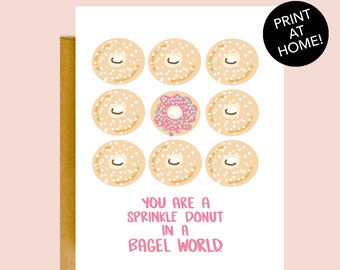 Printable Funny Donut Card, Digital Download, Birthday Cards, Card for Boyfriend, Funny Cards, Card for Friend, Doughnut Card