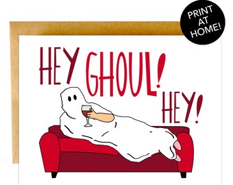 Funny *PRINTABLE* Halloween Card, Digital Halloween Card, Hey Ghoul Digital Card, Digital Halloween, Printable Halloween, Halloween Gift