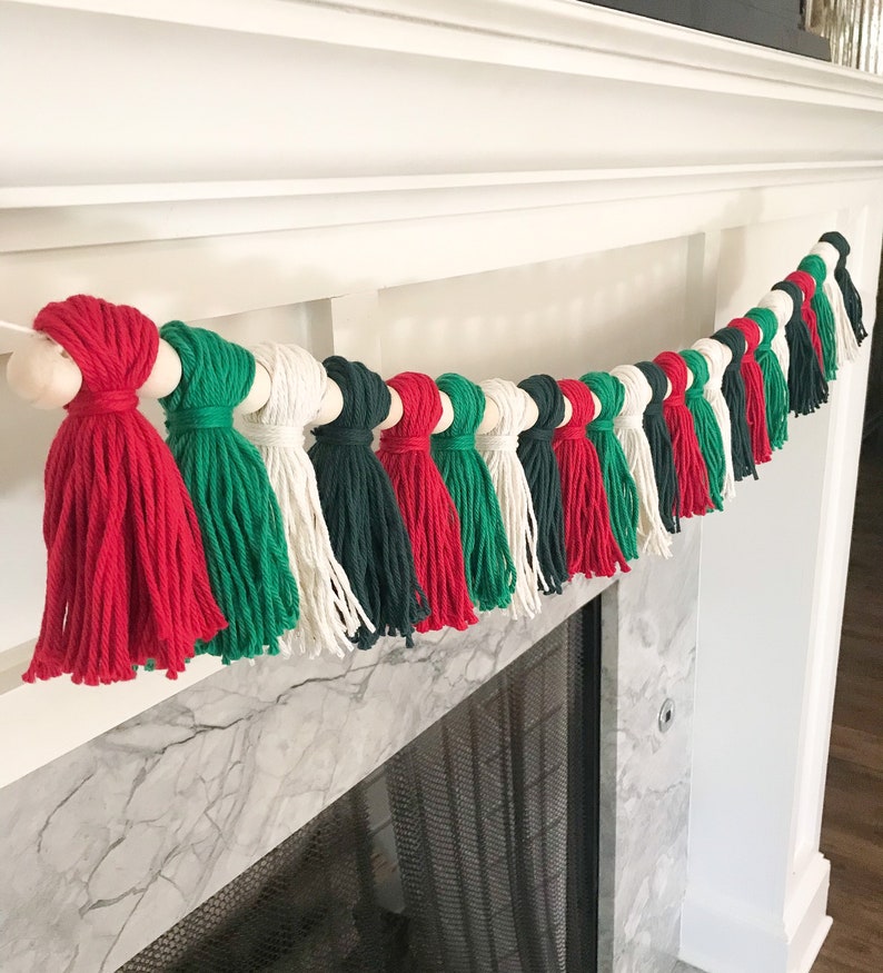 Christmas Tassel Banner Holiday Tassel Banner Yarn Banner Etsy