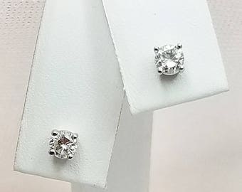 Genuine Diamond Stud Earrings in 14kt White Gold