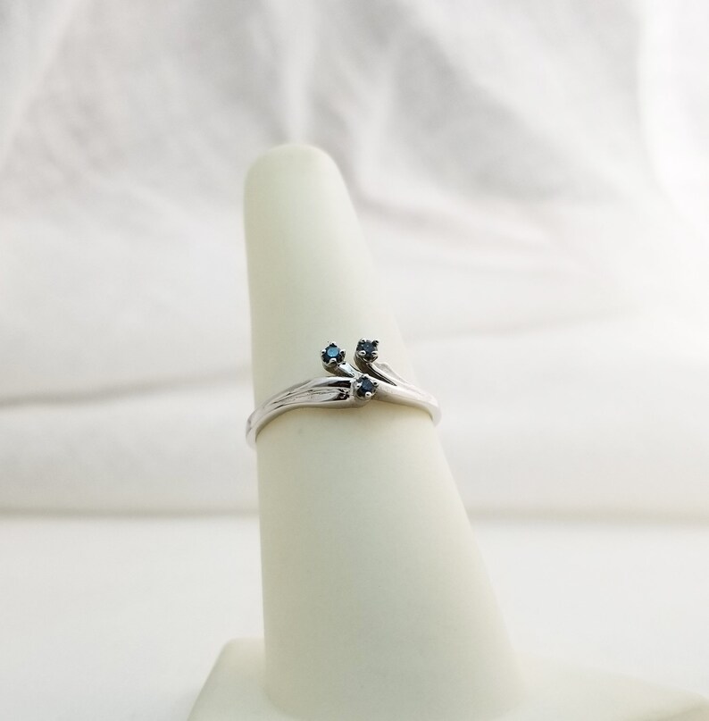 Genuine 14kt White Gold Ring with Genuine Blue Colored Enhanced Diamond L778