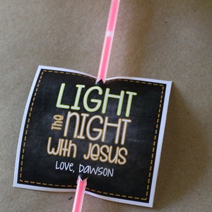 Fall Printable LIGHT the NIGHT with Jesus Glowstick tag image 1