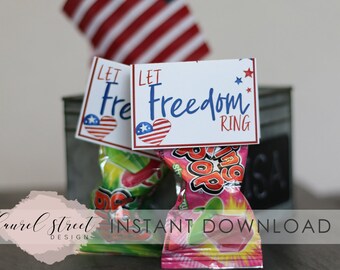 Let FREEDOM Ring! - Instant Download - 4th of July party favor - Patriotic Printable - Independence Day Party Printable - Ring Pop Favor