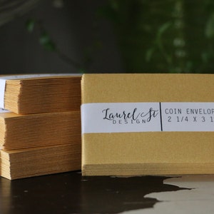 Gold Metallic Mini Envelopes ~ Coin Envelopes ~ Mini Envelope ~  Size 2 1/4" x 3 1/2" ~ qty 25