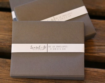 SMOKE A2  Envelopes  (charcoal) ~ Invitation Envelope ~ A2 = 4 3/8" x 5 3/4" ~ qty 25