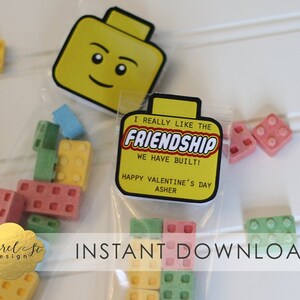 Valentine Printable - Building Block Valentine - I really like the FRIENDSHIP we have BUILT! - Instant Download - Party Favor - Printable