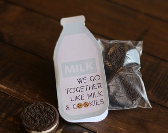 Valentine Printable - We go together like MILK and COOKIES - PERSONALIZED - Treat Bag Topper - Cookie Valentine - Milk Valentine - Oreos