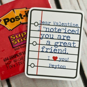 Valentine Printable - I NOTEiced you are a great friend!  - Personalisiert - Valentine Printable - Notizblock Valentine - Notizbuch