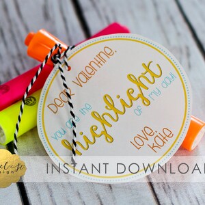 Valentine Printable - Du bist das HIGHLIGHT meines Tages! - Sofort Download Valentine