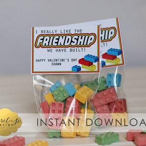Valentine Printable - Building Block Valentine - I really like the FRIENDSHIP we have BUILT! - Instant Download -  Party Favor