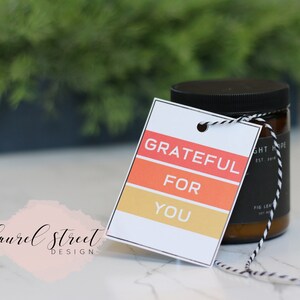 GRATEFUL for You - Gift Tag - Autumn Party Favor - Thanksgiving Gift Tag - Fall Gift Tag - Carte de remerciement