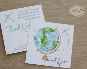 Flight Attendant Thank You card - Flight Attendant gift - Thank You card